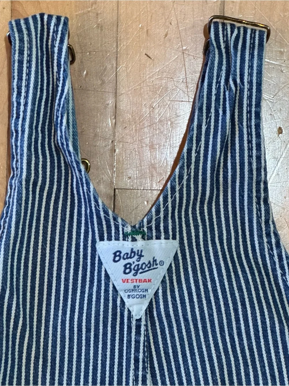 Vintage OshKosh B'Gosh Overalls Railroad Conductor Striped Size 24 Mths Vestbak